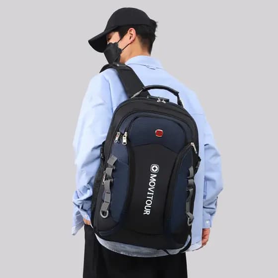 Mochila Unissex Notebook com Cadeado, Entrada p/ USB/ Fone e capa de Chuva - Movitour Venture