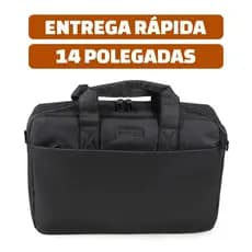 Pasta Executiva Notebook 14” Bolsa Trabalho Viagem Preto Impermeável c/ Alça Removível