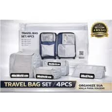 Kit Organizador de Malas para Viagem 4 Peças- Bolsas Necessaire Sapatos Maquiagem Roupas Bagagem