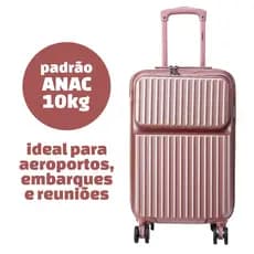 Mala de Bordo c/ Bolso Frontal para Notebook Cadeado TSA Rodas 360° Dermond Firenze Padrão ANAC 10kg