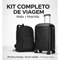 Kit Viagem Mala de Bordo em Polipropileno Dermond PRO  Rodas 360º + Mochila Reforçada em Poliéster