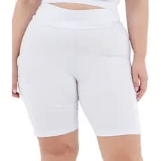Short Esportivo Feminino c/Bolsos Básico Academia Caminhada Reforçado Vest Plus Size Branco 3039.S1