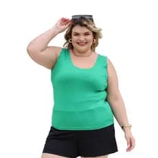 Regata alça larga feminina básica sem estampa plus size visco lycra 2005.1A