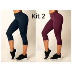 kit 2 Capri corsário suplex cós alto para academia
