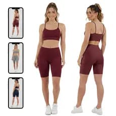 Conjunto fitnss Treino Feminino Suplex Premium Alta Compressão Top alcinha+Shorts ciclista/ Academia