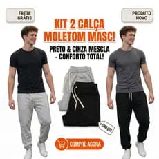 Kit  Calças Moletom  flanelado Inverno Frio Peluciada Quentinha Confortável com Cordão e bolso