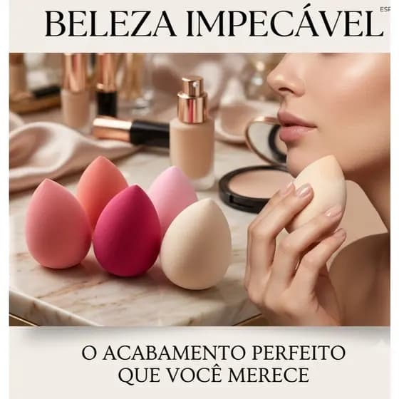 Kit 3/5 Unidades Esponja de Maquiagem Formato Gota Cores Aleatórias