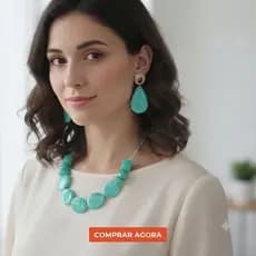 Kit Colar Feminino Moda Com Brinco Resina Presentes Luxo