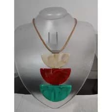 Colar Feminino Geométrico Max Meia Lua Resina Chique Elegante Diversas Cores Tendência Verão