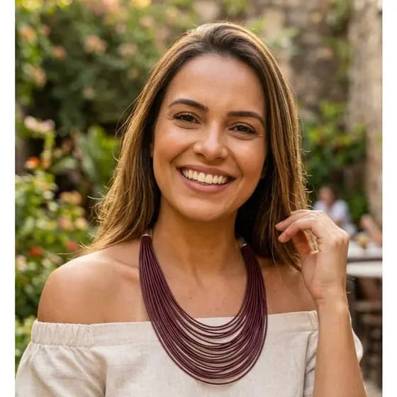 Colar Feminino Maxicolar Multi-fios Encerados Estilo Boho Chic Coloridos
