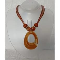 Maxi Colar de Resina Acrílico Feminino com Pingente Grande e Fio Encerado Chic Elegante Luxo