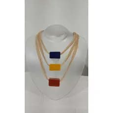 Colar feminino colorido design moderno - resina e cordão