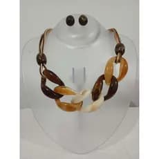 Kit Colar Feminino Maxi Corrente com Brincos de Resina Charme Sofisticado