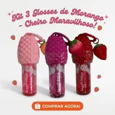 Kit Gloss Brilho Labial - Lip Gloss morango - com 3 cores