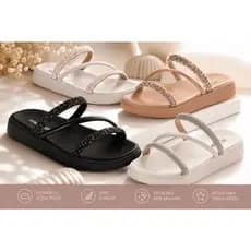 Chinelo Feminina Moleca Strass Brilhosa Macia Papete Flat