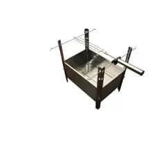 Churrasqueira Desmontável Móvel Aço Inox 45cm X 60cm + Espeto A Pilha Automático