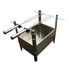 Churrasqueira Churrasco Móvel Desmontável Aço Inox 45cm X 60cm + 2u Espeto A Pilha Giratório Automático