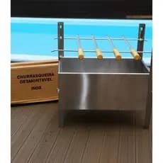 Churrasqueira Portátil Inox Desmontável com 4 Espetos | Fácil Transporte | Camping e Viagem