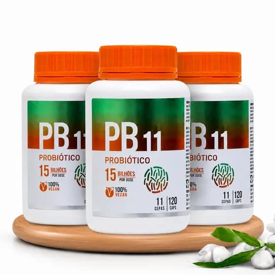 Kit 3 PB11 Probiótico 120 Cápsulas - 11 cepas e 15 bilhões de UFC de lactobacillus