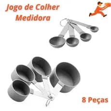 8/10 Peças Jogo de Colher Medidora Inox Copo Medidor Xicaras Kit Cozinha Medidor de alimentos Cinza.