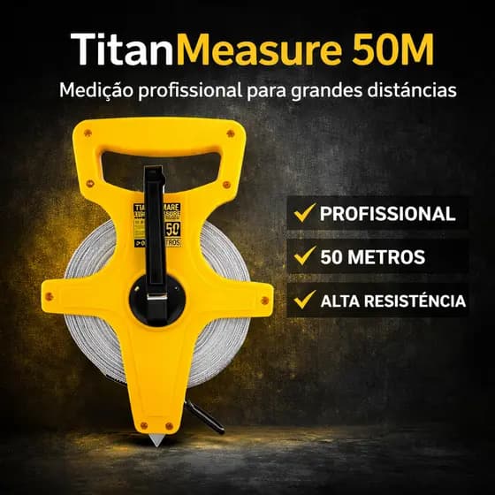Fita Métrica Profissional 50m TitanMeasure | Trena Longa para Terreno e Construção