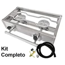 Fogão Industrial Portátil 2 Bocas Inox C/ Kit Gás Completo
