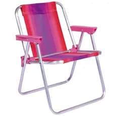 Cadeira de Praia Alta Infantil Alumínio Não Enferruja até 30Kg Rosa- Mor