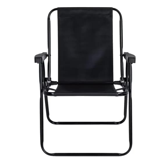 Cadeira Alta Preta All Black Aço Revestido Até 110Kg Camping, Casa, Parque com Encosto - Mor