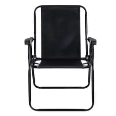 Cadeira Alta Preta All Black Aço Revestido Até 110Kg Camping, Casa, Parque com Encosto - Mor