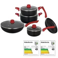 Jogo de Panelas Antiaderente Kit 5 peças com Cabo Emborrachado MOR