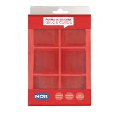 Forma de Gelo Silicone 6 cubos 16x11cm Vermelho MOR