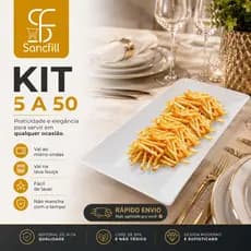 Kit 5 a 50 Bandeja Petisqueira Plástica Branca Para Lanches Porções Festas e Eventos