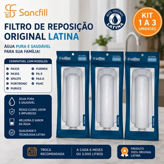 Filtro Refil Original Latina P355 PA335 PA355 XPA375 Puritronic Puriice Purimix Kit 1 a 3 Un