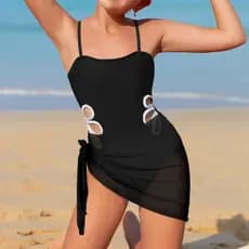 Maiô Feminino Com Alças Ajustáveis , Roupa De Banho Para Meninas , Decote Redondo , Cor Sólida , Corte