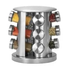 Porta Temperos Giratório Inox 12 Potes De Vidro Organizador de Cozinha