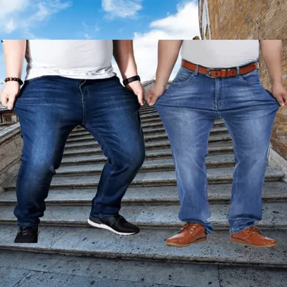 Jeans masculinos plus size 50 52 54 56 preto e escuro venda de fábrica