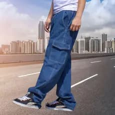 Calça Cargo Mesculino Masculina 6 Bolsos skate Larga Fechamento Cordão Outlet de fábrica