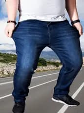 Jeans Masculino Zíper Lycra Jeans Stretch plus size tamanho 50 52 54 56 Fabricantes Preços Especiais Venda Direta