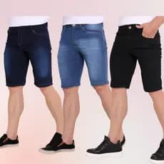 Kit 3 Bermuda Jeans Shorts Masculinos Alta Qualidade Com Elastano Sport Loja de Fábrica