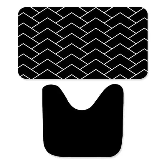 Jogo de Tapete para Banheiro Chevron Black Antiderrapante