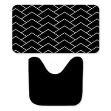 Jogo de Tapete para Banheiro Chevron Black Antiderrapante