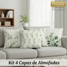 Kit com 4 Capas para Almofada Decorativas Flores e Galhos 45x45 cm