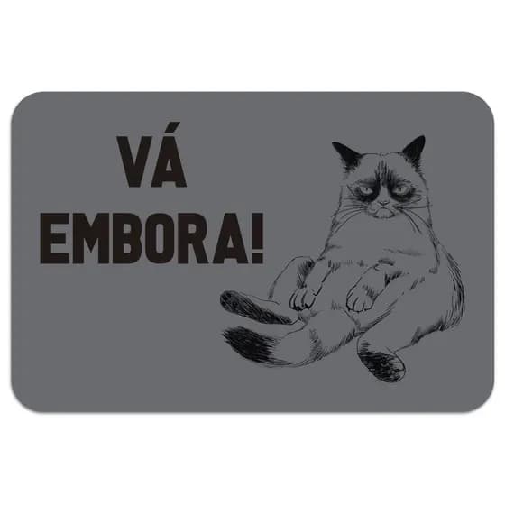 Tapete de Porta Vá Embora Pet Gato Antiderrapante Emborrachado