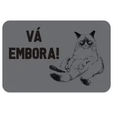 Tapete de Porta Vá Embora Pet Gato Antiderrapante Emborrachado