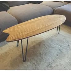 Mesa de Centro Decoração 80x40 Prancha de Surf Madeira Maciça Hawai Sala Casa de Praia