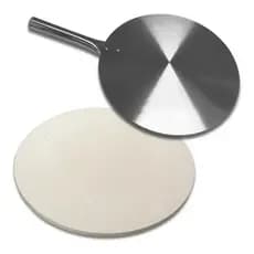 Kit Pedra Refratária Redonda Para Pizza 37cm E Pá De Alumínio