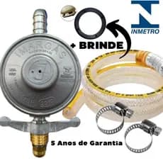 Registro De Gás De Cozinha Regulador Mangueira + Abraçadeira + Suporte de Gás de Brinde