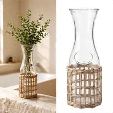 Vaso Decorativo Boho Rústico em Fibra Treliça de Vidro, 10cm x 27cm