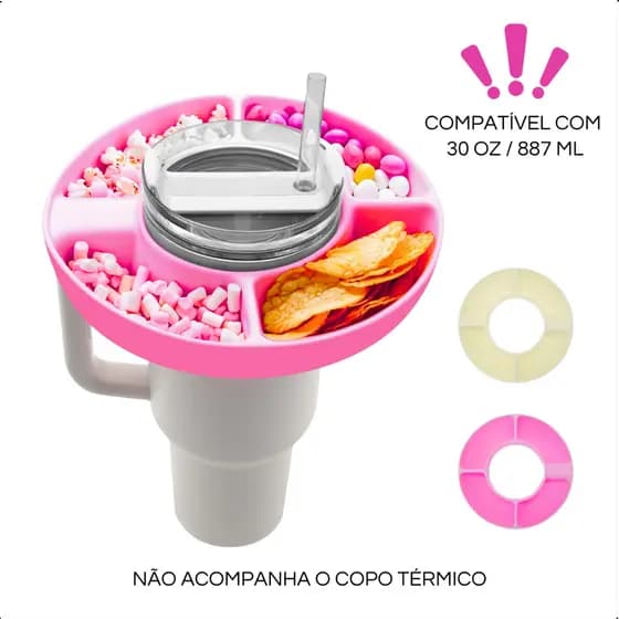 Tijela Bandeja Suporte Para Lanche Petisco Snack Bowl 4 Compartimentos P/ Copo Térmico 30OZ 887ML (NÃO ACOMPANHA O COPO)
