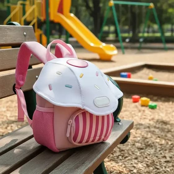 Mochila Infantil PEQUENA Fofa Formato de Cogumelo P/ Escola, Creche, Maternal, Passeios, Unissex, 3 a 5 Anos